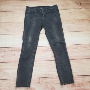 Only Jeans Womens 29 Large Black 2nd Skin Skinny‎ Jeans Washed Charcoal Raw Hem